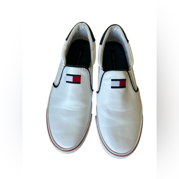 Tommy Hilfiger White Vegan Leather Slip-on Boat Shoes size 7.5M - Picture 1 of 8